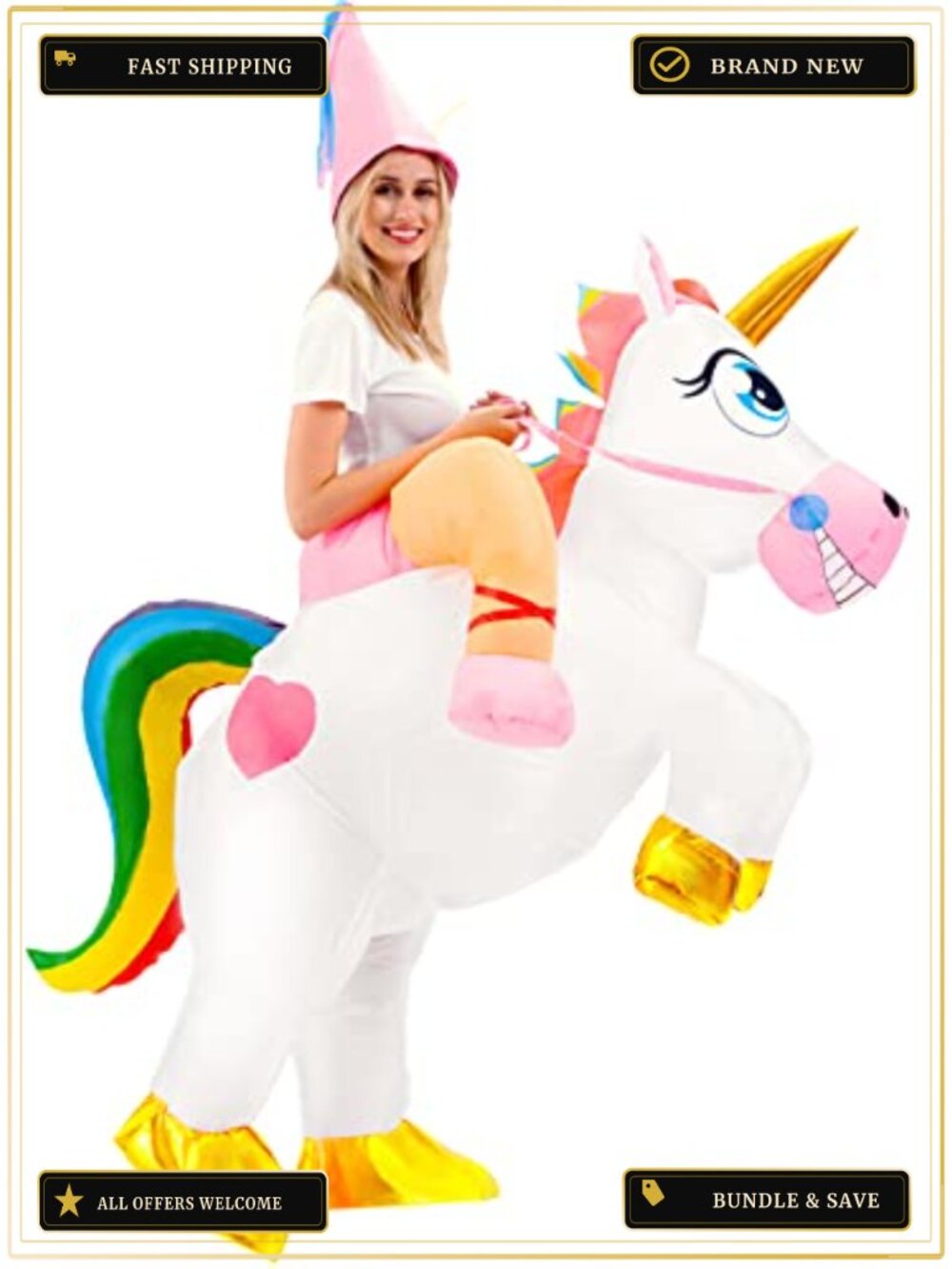 Inflatable Unicorn Costume Adult Blow Up Suit Halloween Cosplay Party